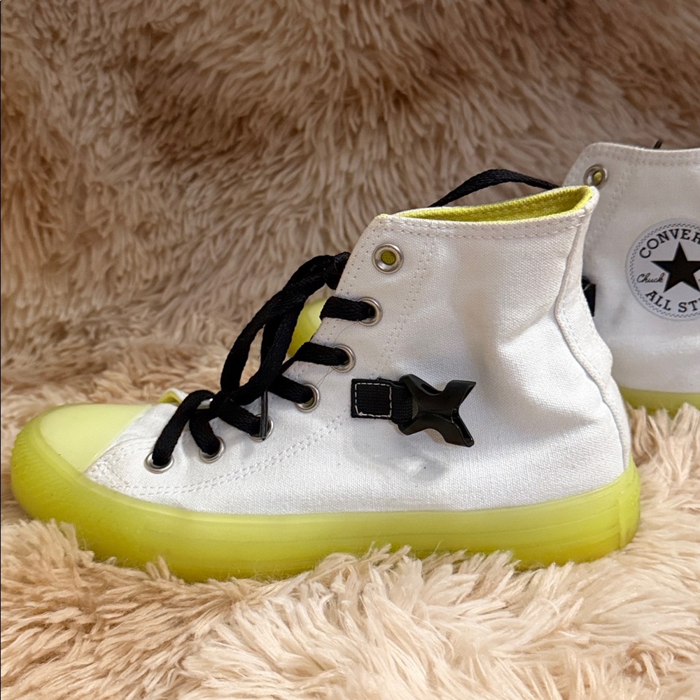 RARE! Converse Chuck Taylor All Star White Neon Sole Hi Top Sneaker - Picture 8 of 11